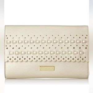 Anne Klein Gold Fold Over Clutch Handbag
